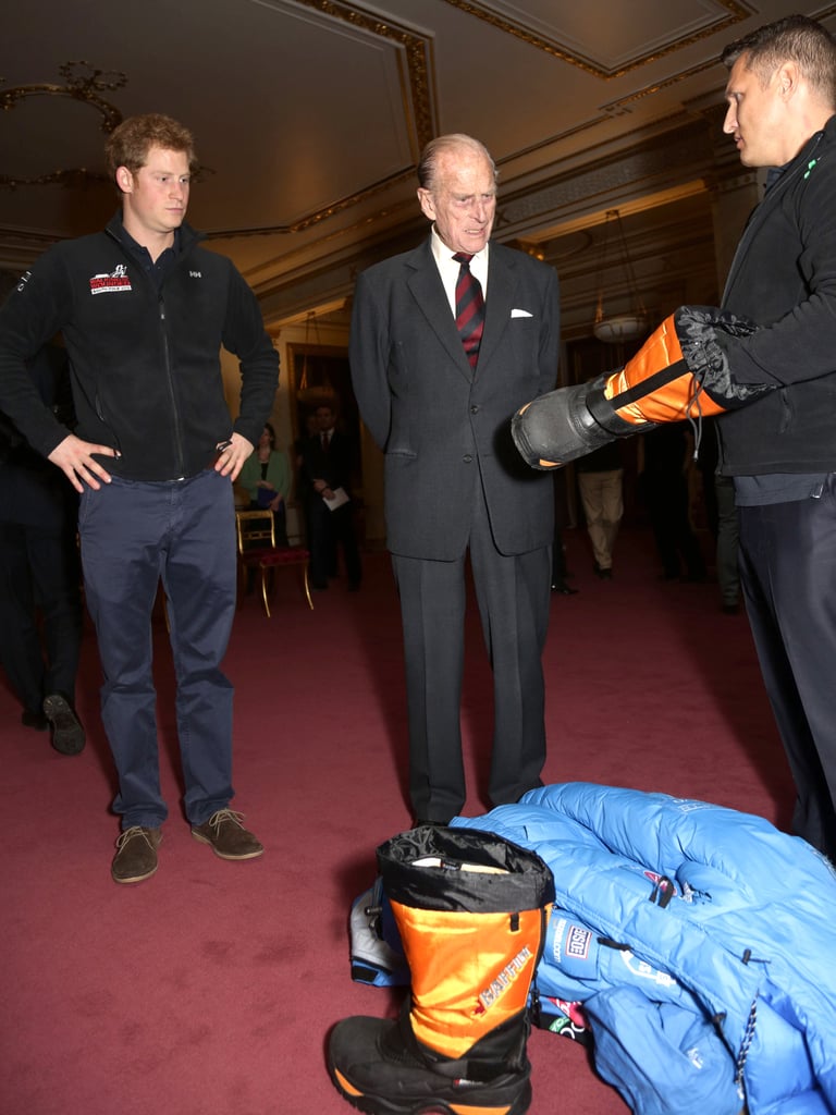 After undertaking a Walking With The Wounded expedition to the South Pole, Harry introduced the participants to his grandparents at a Buckingham Palace reception in November 2013.