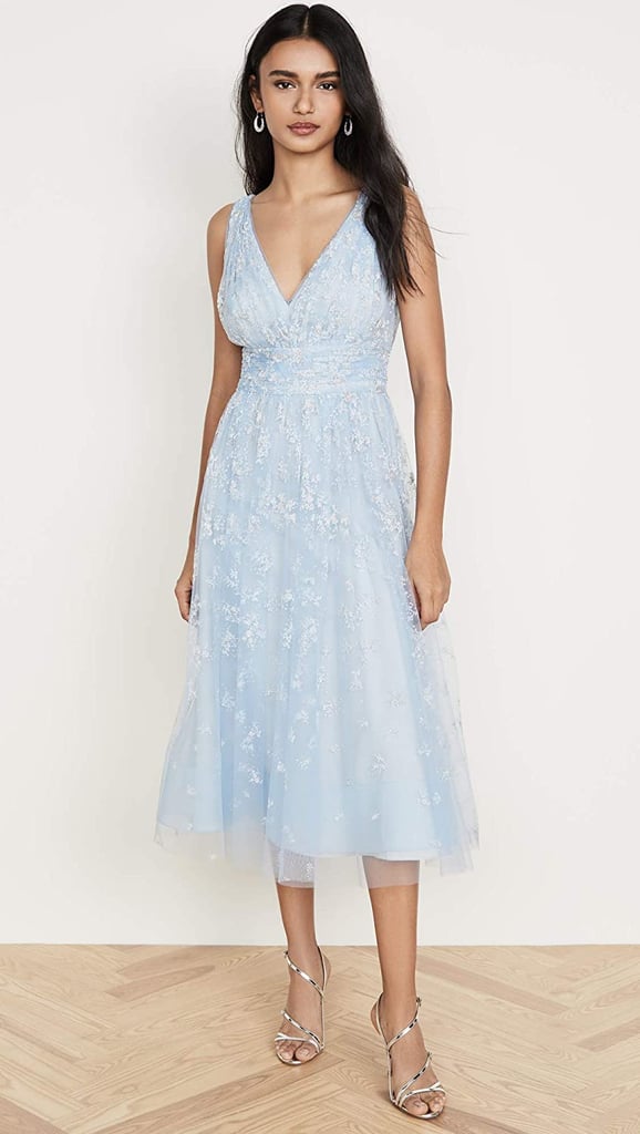 Marchesa Notte Sleeveless Tulle Tea Length Gown