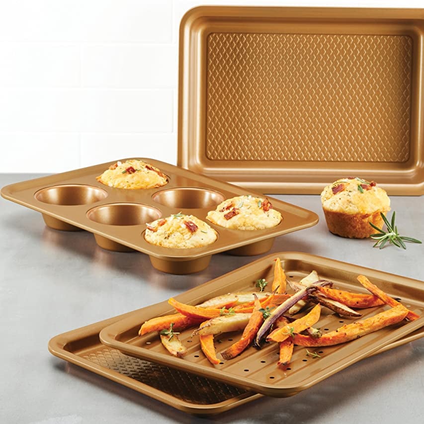 For Baking: Ayesha Curry Nonstick Bakeware Toaster Oven Set