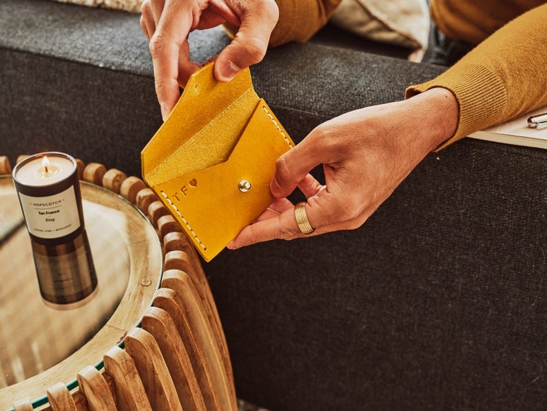 Tan France x Etsy Yellow Monogrammed Wallet