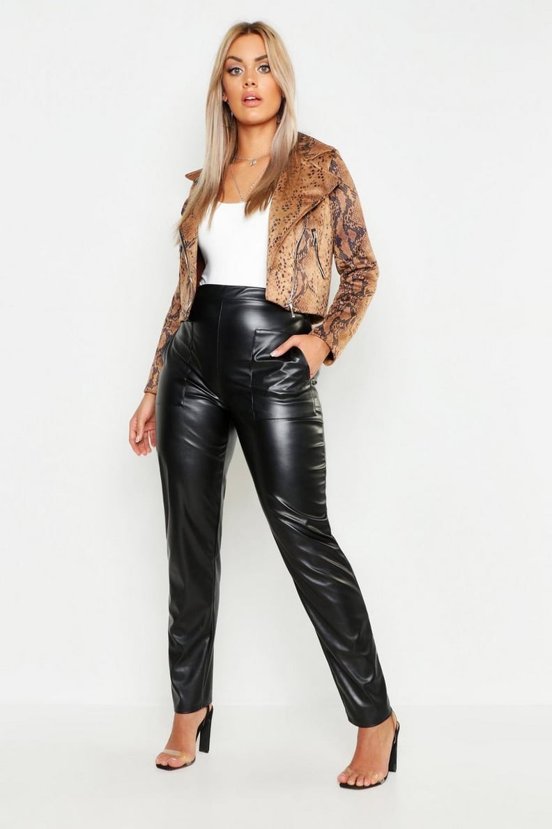 Boohoo Leather Look Pocket Tapered Trouser