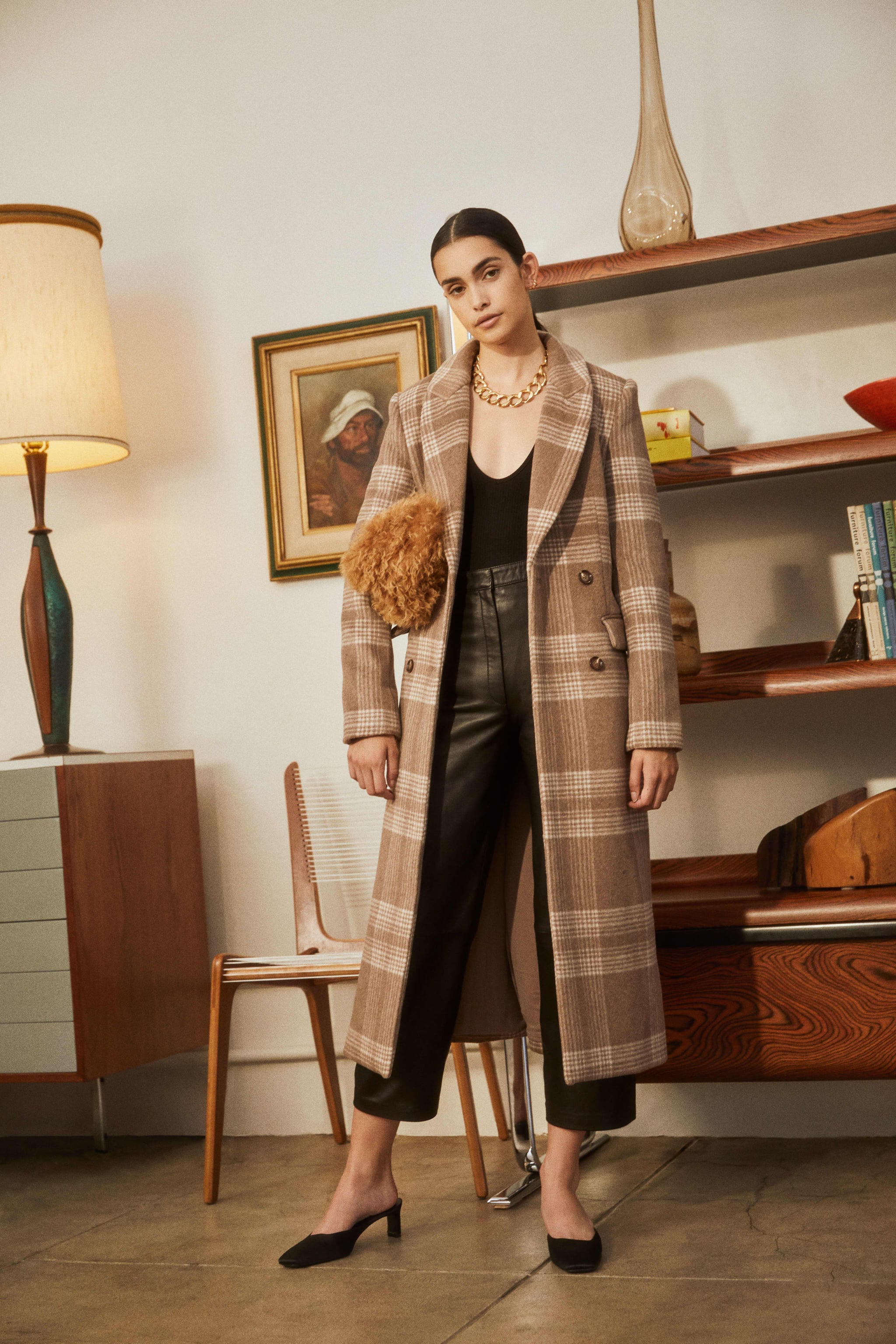 Reformation york coat brown plaid clearance
