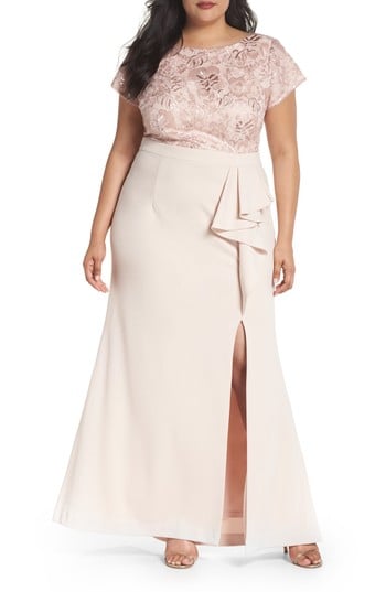 Adrianna Papell Sequin Embroidered Bodice Gown