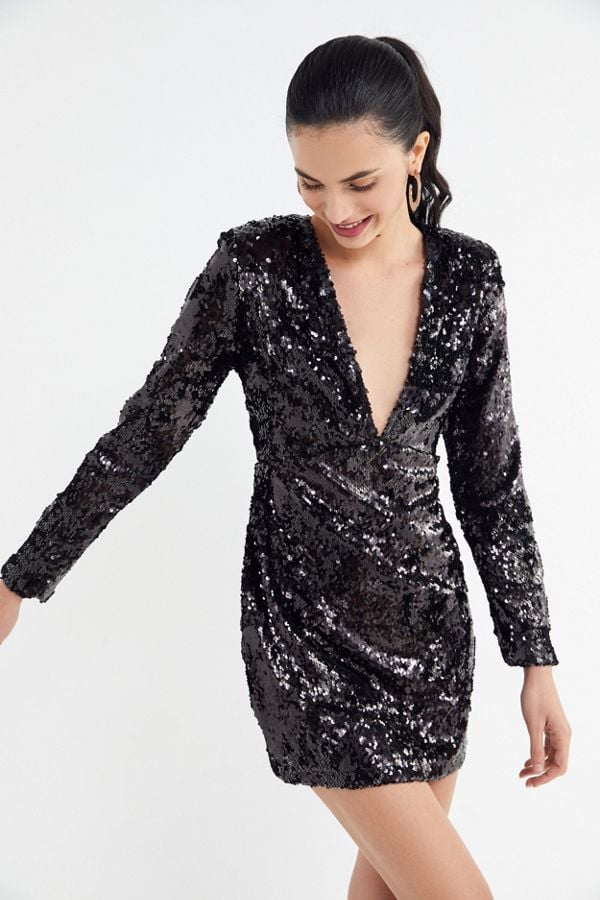 Motel Meli Plunging Sequin Minidress