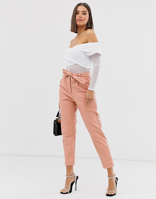 Missguided Faux Leather Pants With Tie Waist