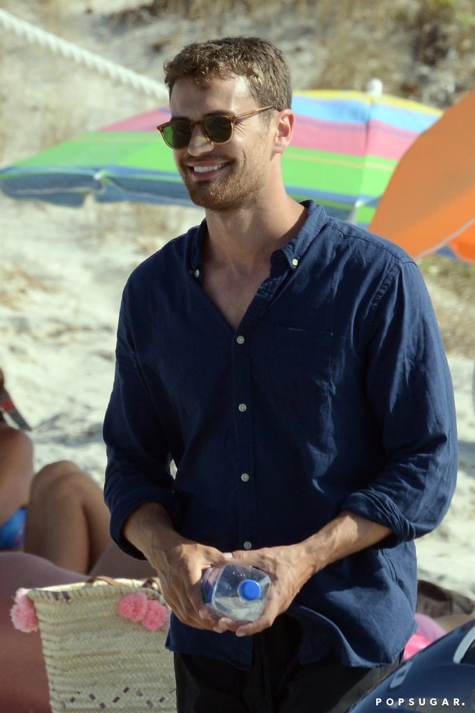 Theo James on the Beach in Spain July 2017