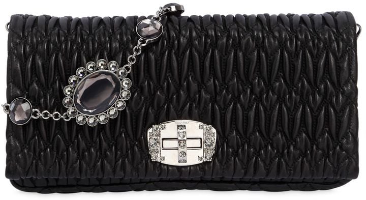 Miu Miu Crystal & Quilted Leather Clutch