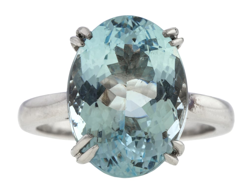 "Aquamarine is another good alternative to a diamond engagement ring. It is a relatively hard stone that holds up well to everyday wear. The light blue hue is very easy to wear and looks great in traditional engagement ring styles. Aquamarine can also range in price to accommodate many budgets."