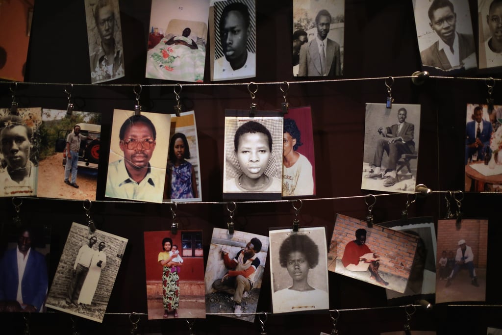 Photos of those killed in the genocide hang inside the nation's memorial to those lost.