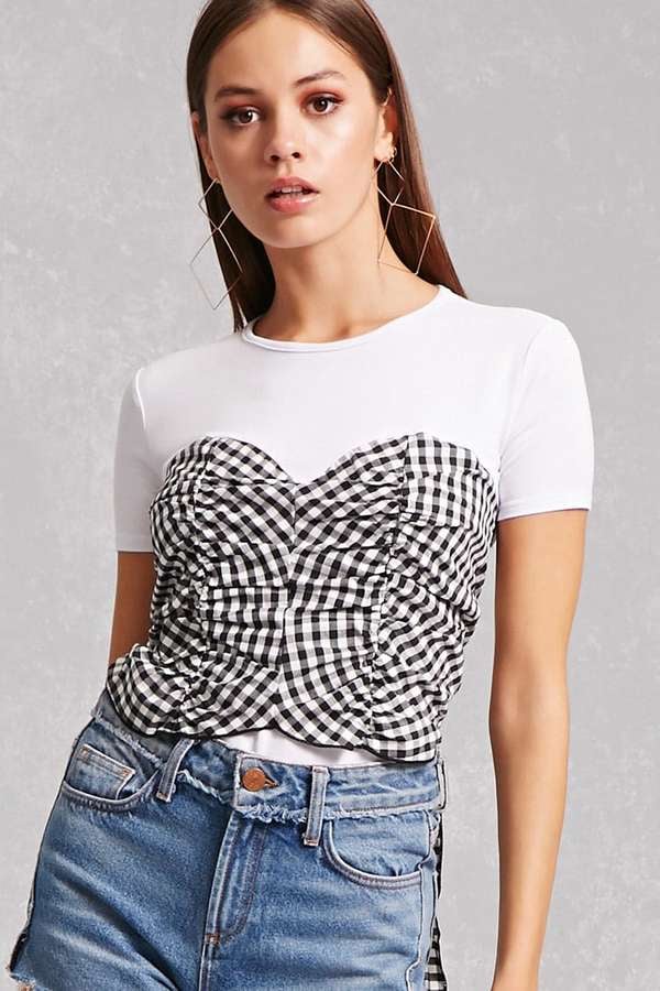 Forever 21 Gingham Twofer Top