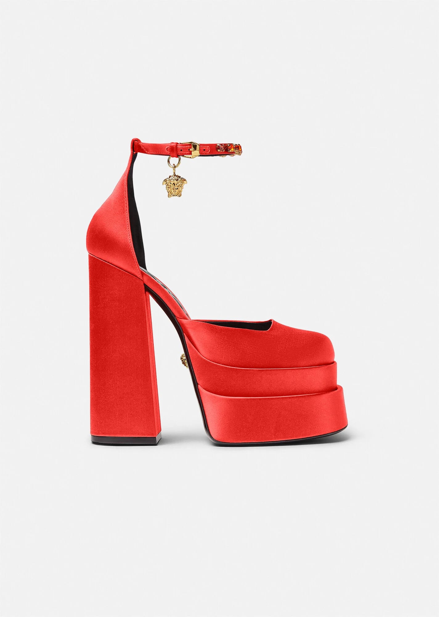 Leather platform mules in red - Versace