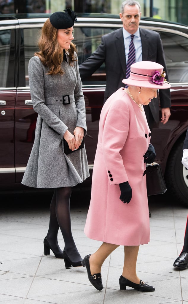Kate Middleton and Queen Elizabeth II King College March