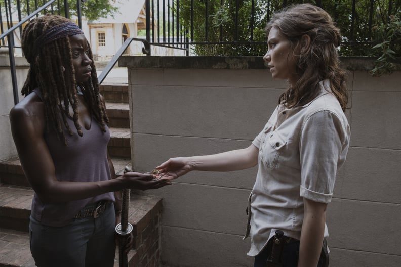 Lauren Cohan as Maggie Rhee, Danai Gurira as Michonne - The Walking Dead _ Season 9, Episode 5 - Photo Credit: Gene Page/AMC