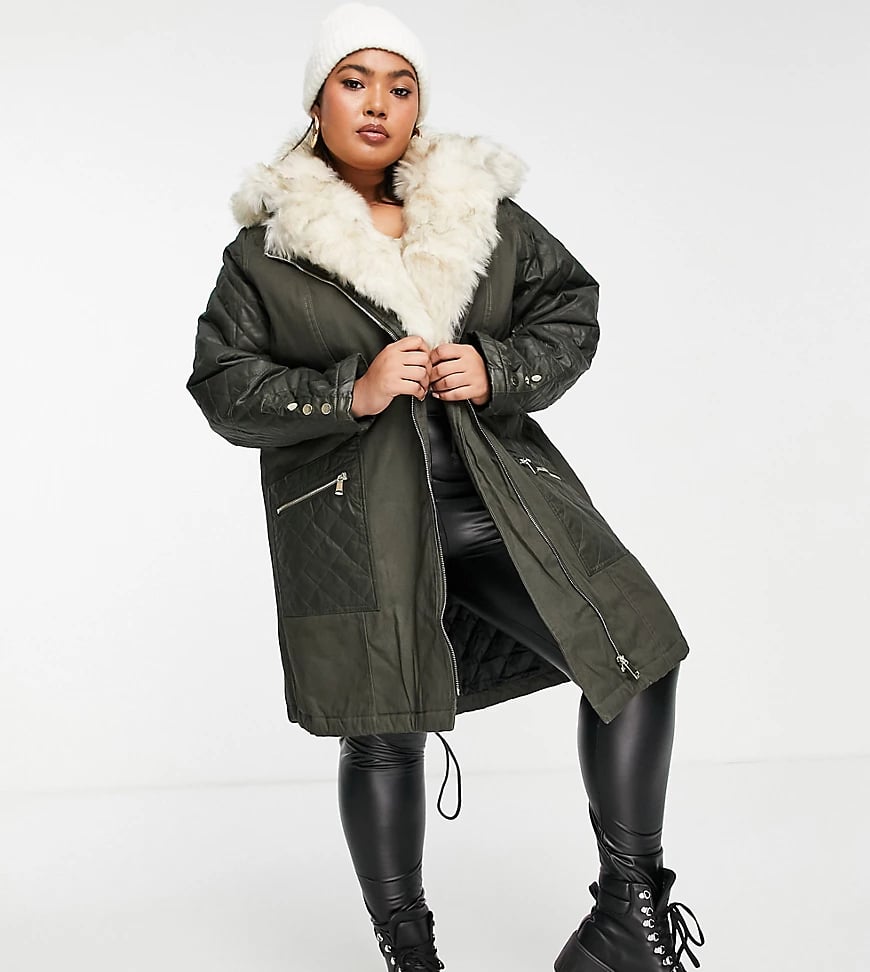 faux fur lined long coat