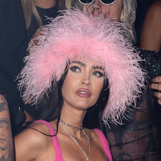 Megan Fox Channels Pamela Anderson in Pink Fuzzy Feather Hat