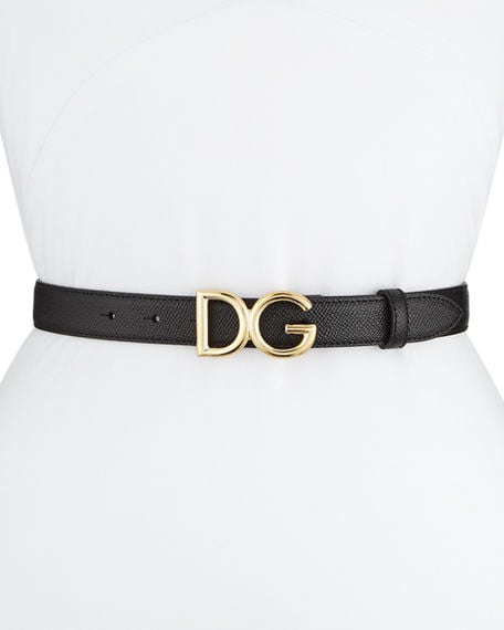 Dolce & Gabbana Leather Belt With Logo Buckle