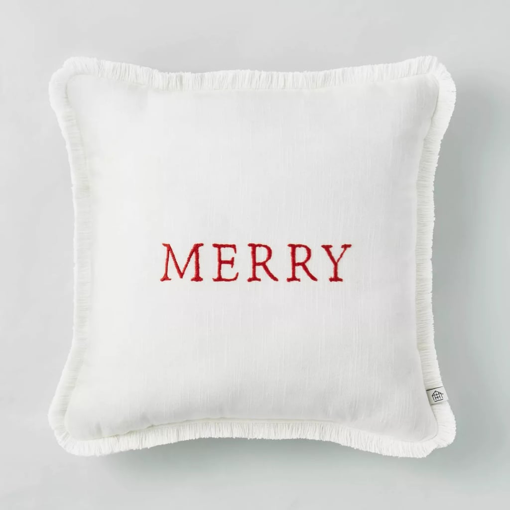 Embroidered Merry Decor Pillow