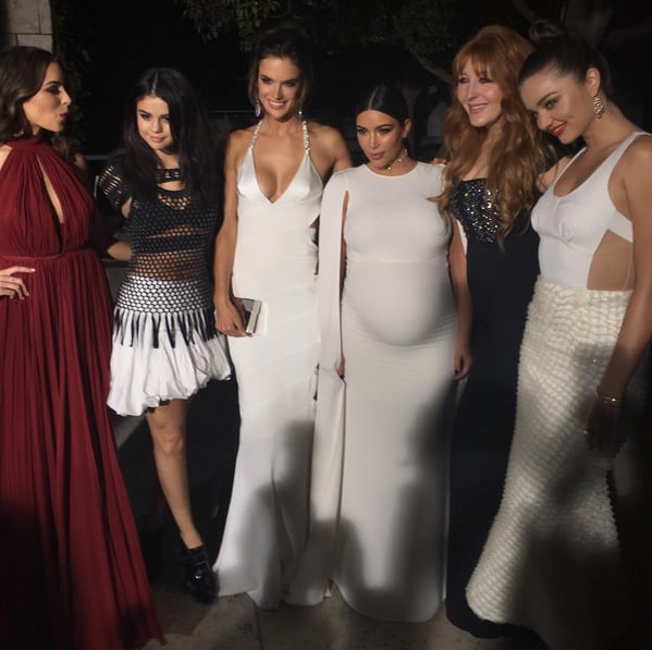 Kim took a snap with Olivia Culpo, Selena Gomez, Alessandra Ambrosio, Charlotte Tilbury, and Miranda Kerr, posting it on her Instagram with the caption: "Feeling extra thin with all of the super models! LOL #InStyleAwards."