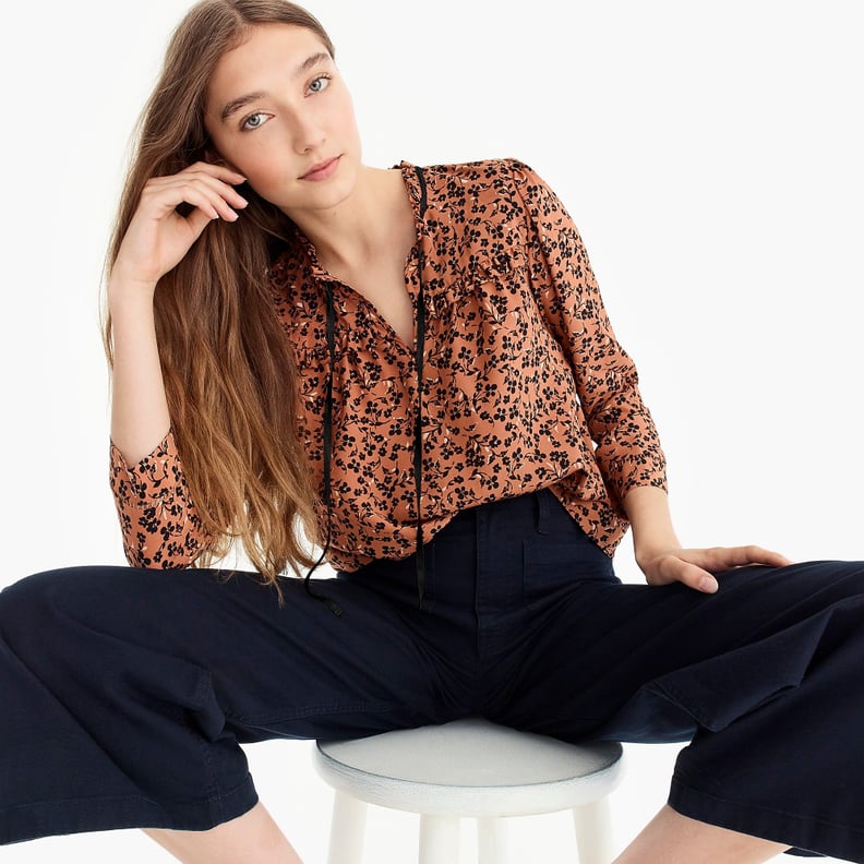 Point Sur Silk Popover Shirt in Blossom Print