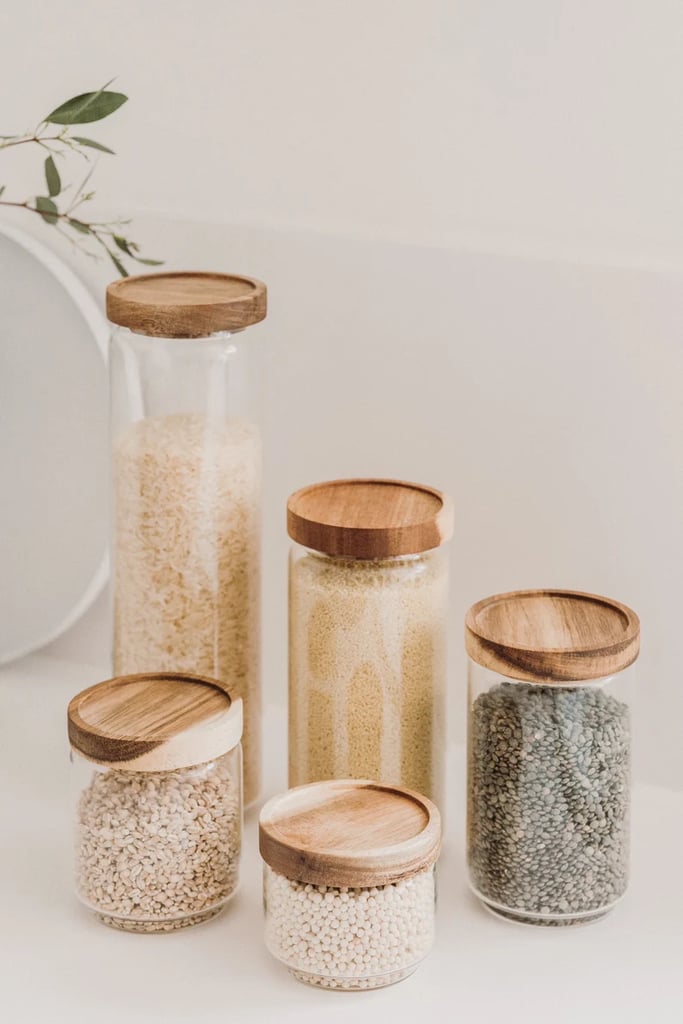 For the Pantry: Eco Glass Jars With Wooden Tops