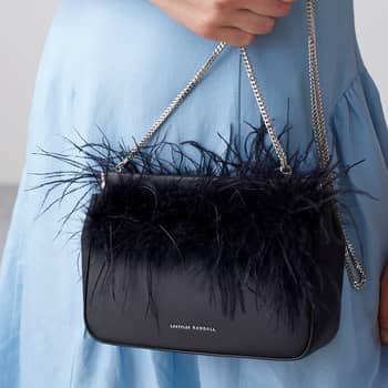 LUXE OSTRICH FEATHER PURSE STRAP in black