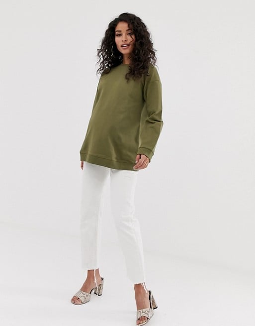 ASOS Design Maternity Ultimate Sweatshirt in Khaki