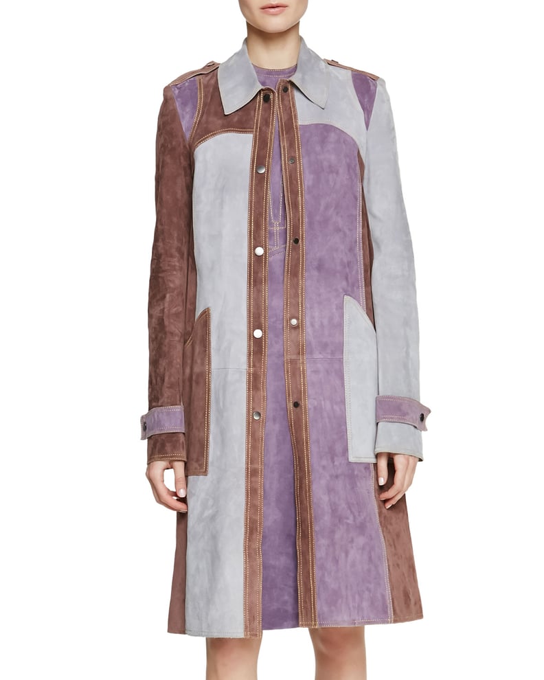 Derek Lam Tri-Tone Rose Suede Trench Coat