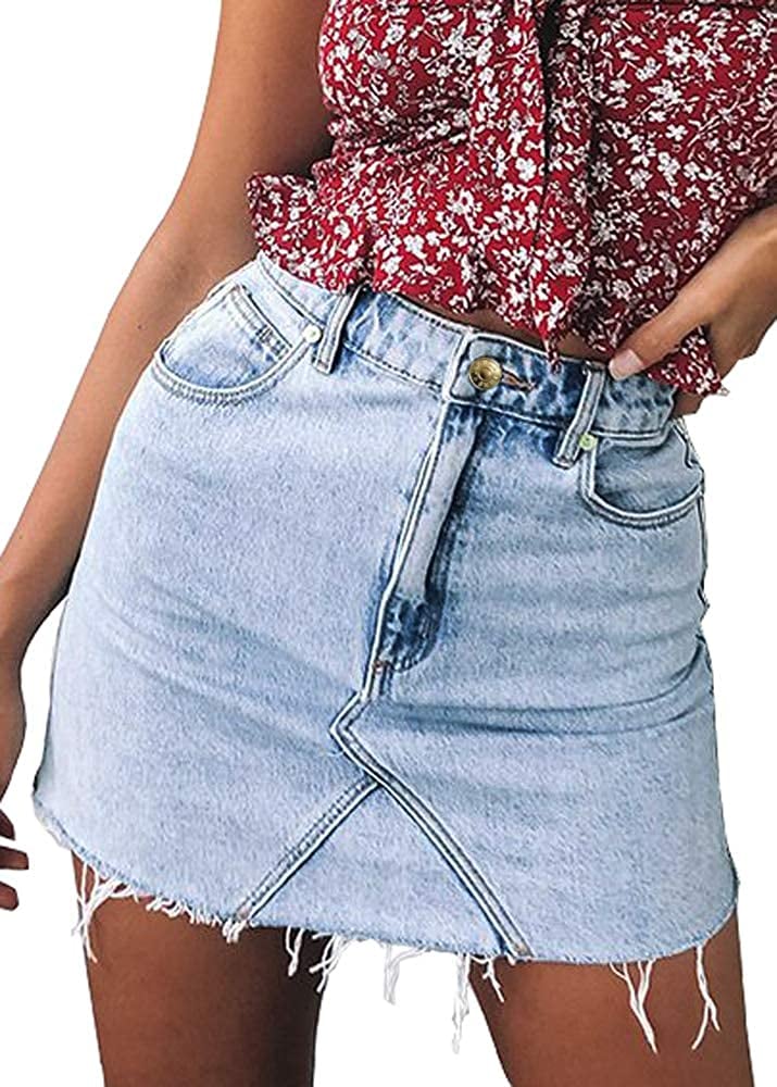 Women's High Waisted Jean Skirt