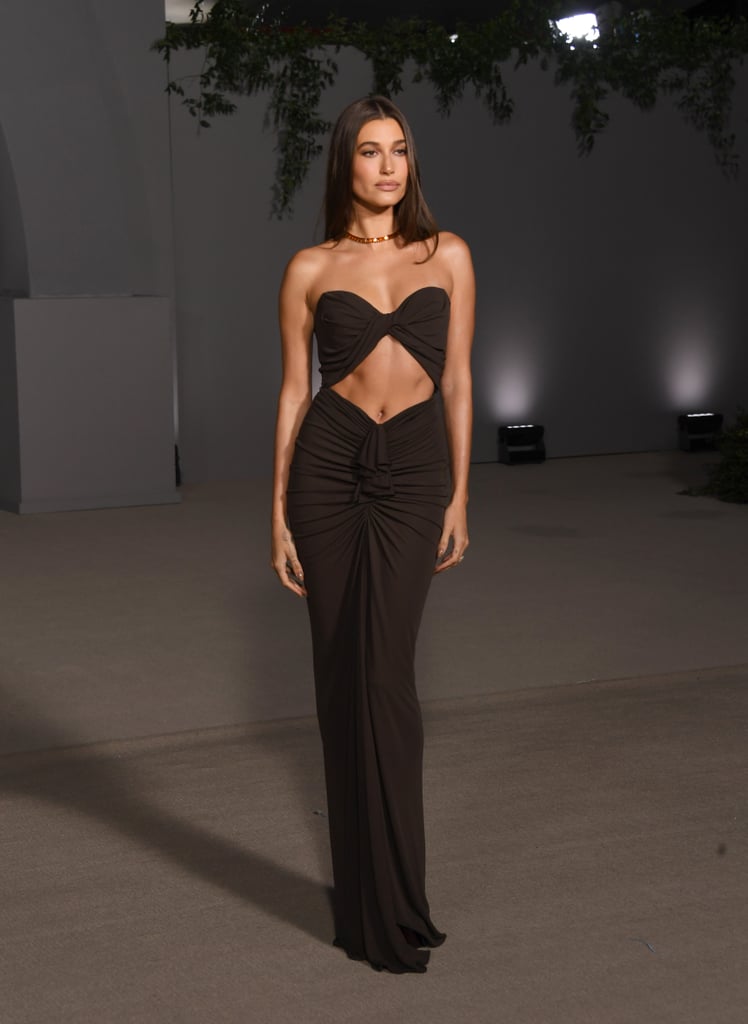 Hailey Bieber in Saint Laurent at the 2022 Academy Museum Gala