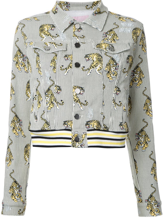 Versace signature wild print denim jacket best sale