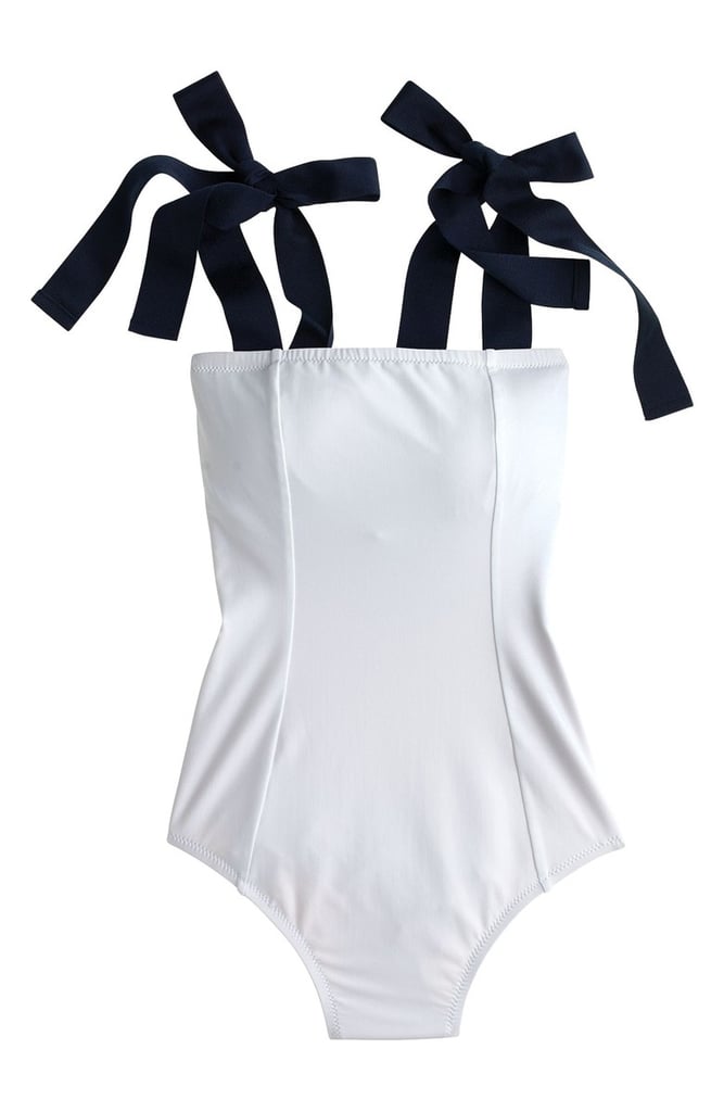 J.Crew Grosgrain Tie Shoulder One-Piece Swimsuit