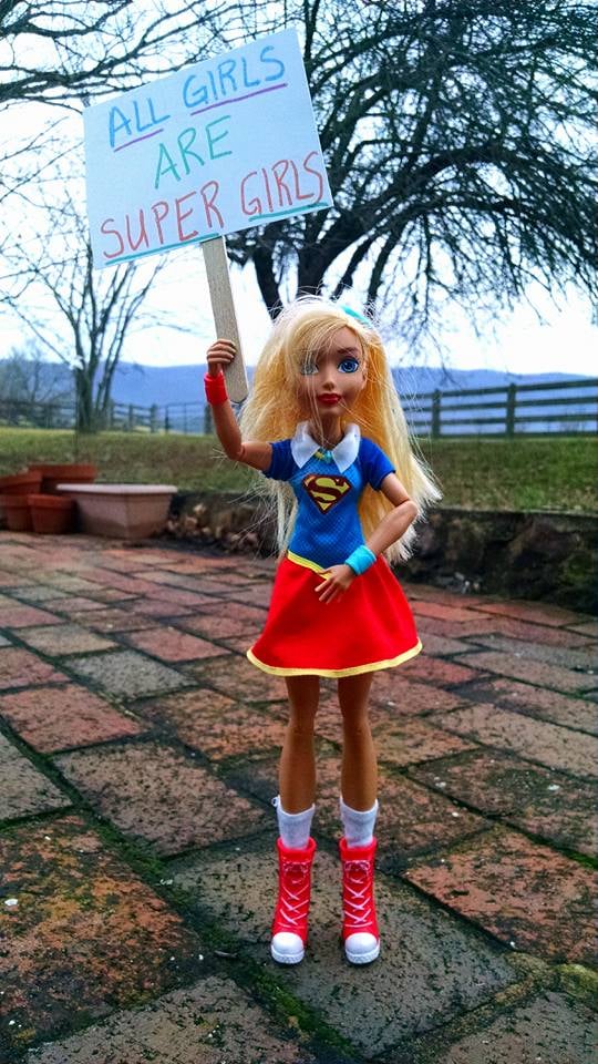 Family Hosts Women's March With Dolls at Home