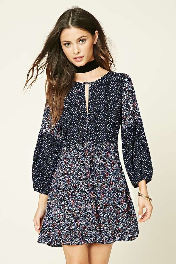 Forever 21 Fit and Flare Patchwork Dress