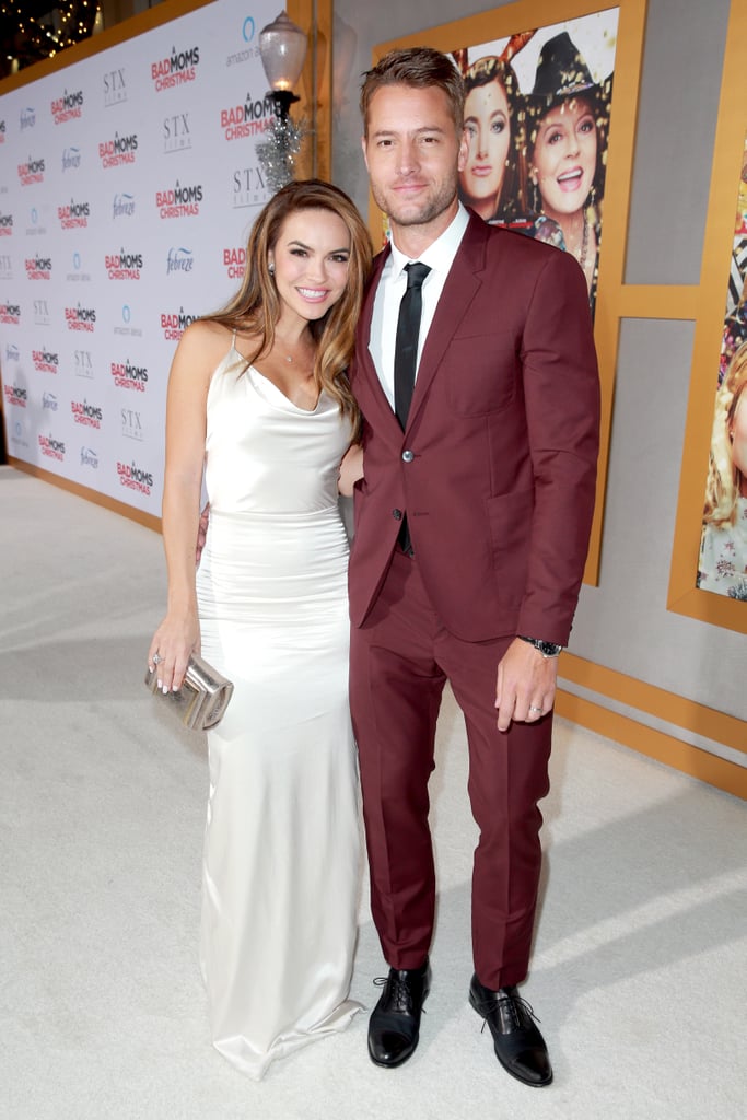 Justin Hartley and His Wife at A Bad Moms Christmas Premiere
