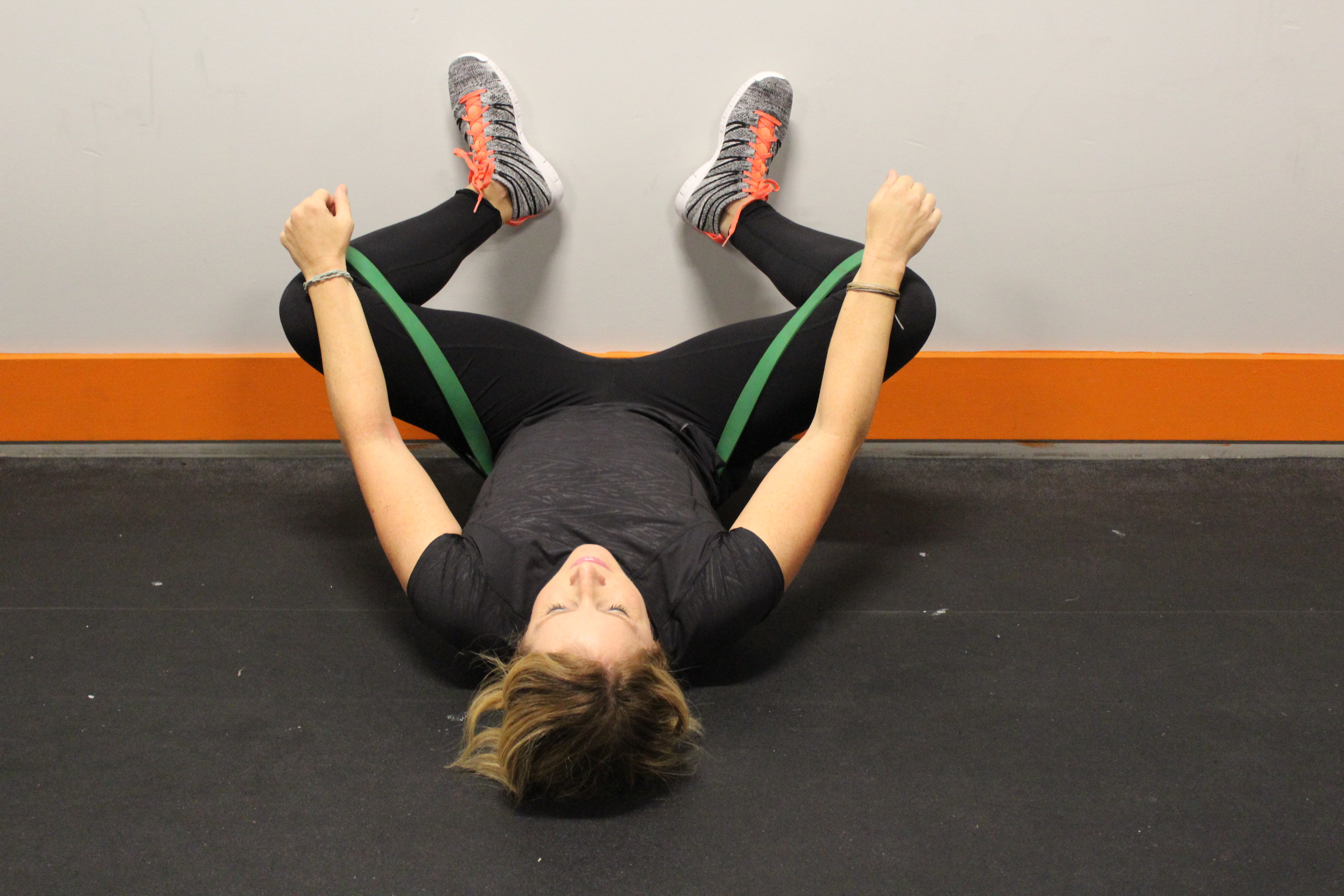 Hip stretch with band discount