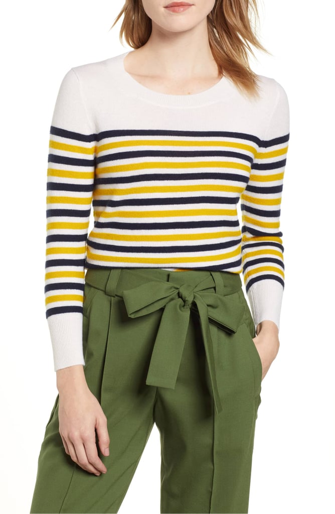 J.Crew Stripe Crewneck Cashmere Sweater Best Cashmere Sweaters For Women POPSUGAR Fashion