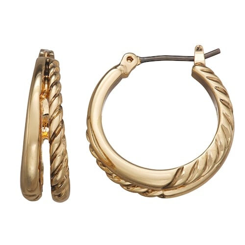 Napier Textured Gold Tone Hoop Earrings