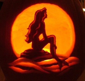 Take Ariel out of the sea and onto your porch with this carved foam Little Mermaid pumpkin.
