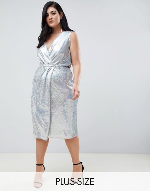 TFNC Sequin Midi Wrap Dress