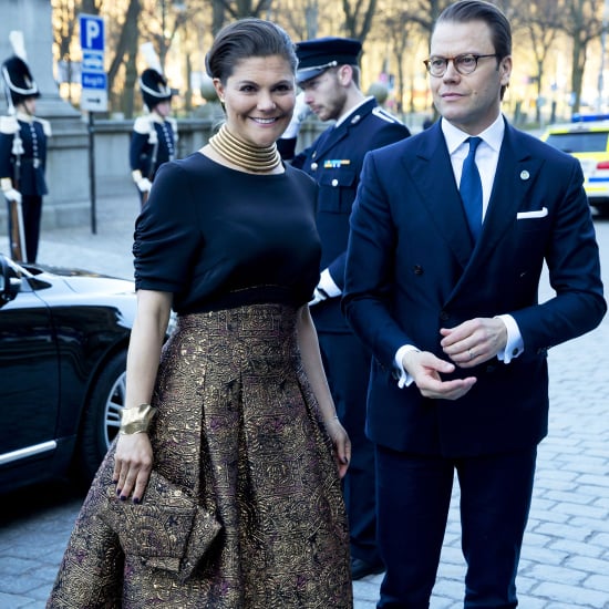 Crown Princess Victoria of Sweden Wearing a Gold Skirt