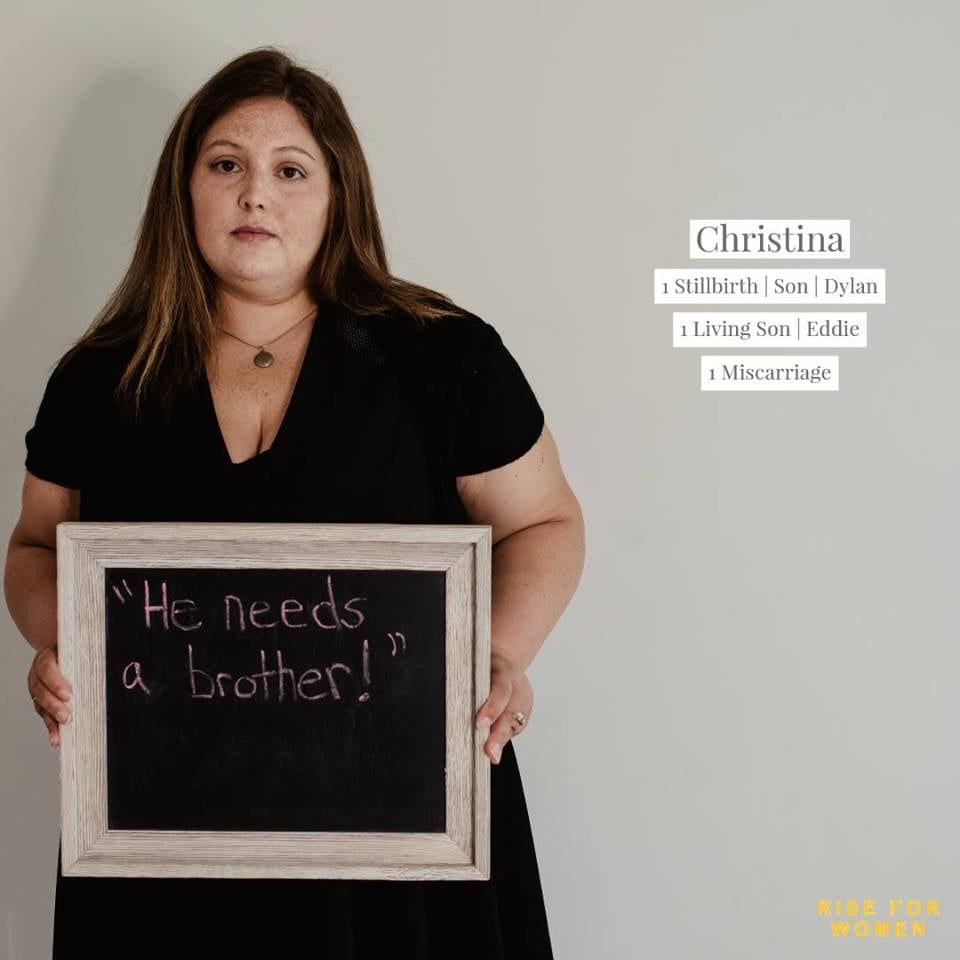 "Christina said that many people will say, 'He needs a brother!' to her. Little do they know, she has suffered the pain of a stillbirth and a miscarriage."