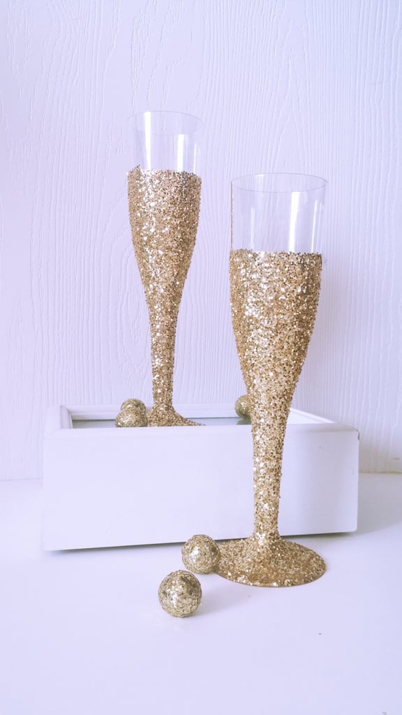 Gold Glitter Champagne Flutes