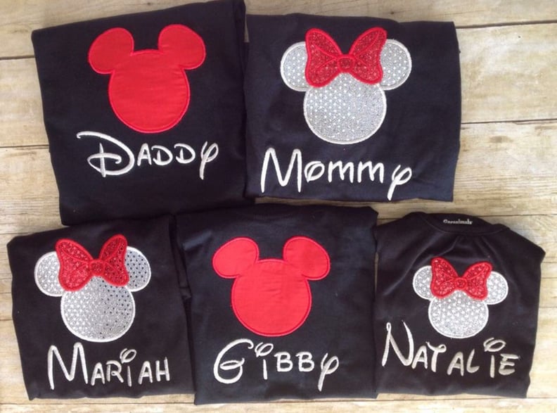 Custom Embroidered Red and Black Family Disney Shirts