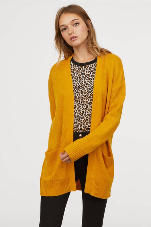 Mustard discount cardigan h&m