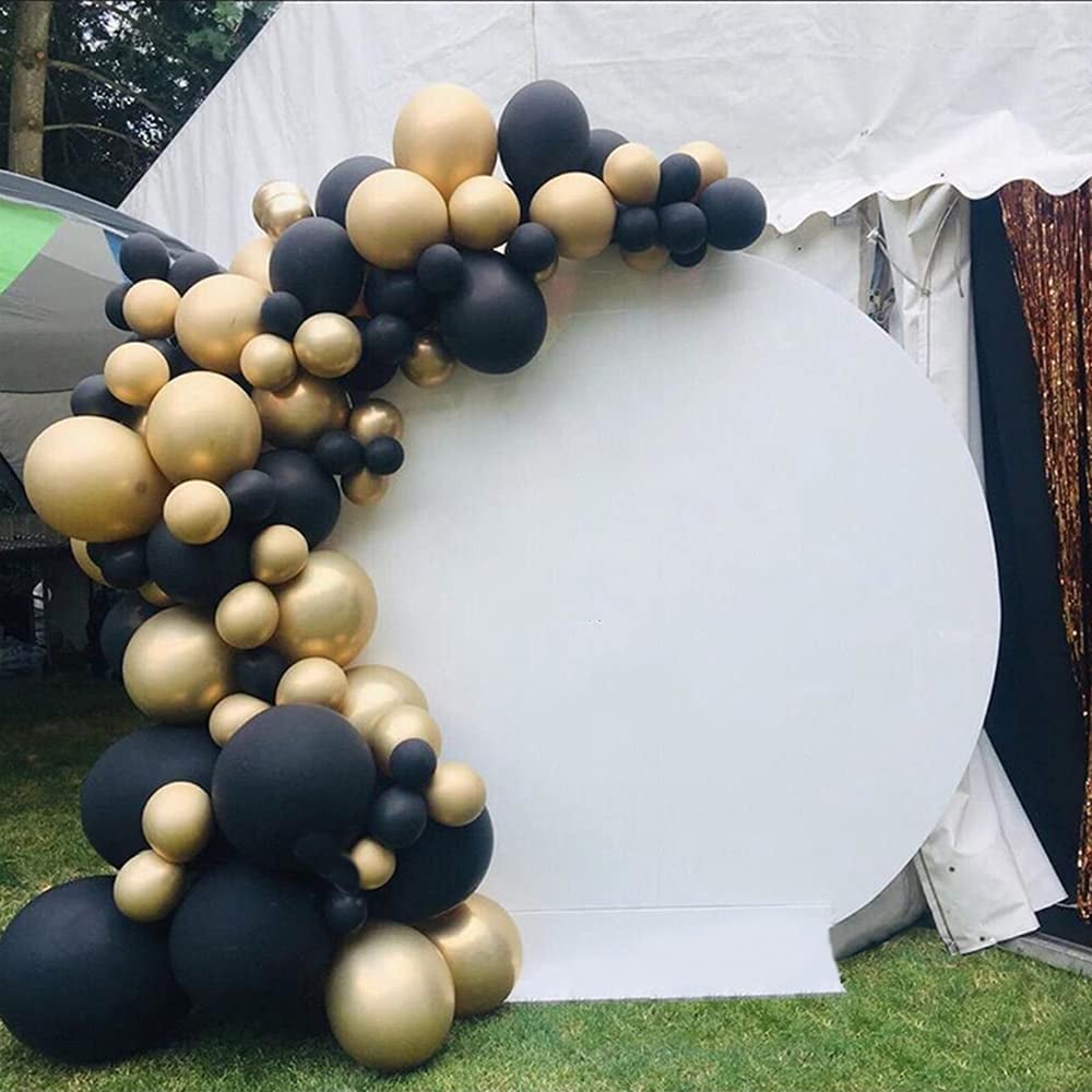 135-Piece Black and Gold Metallic Balloon Garland Arch Kit