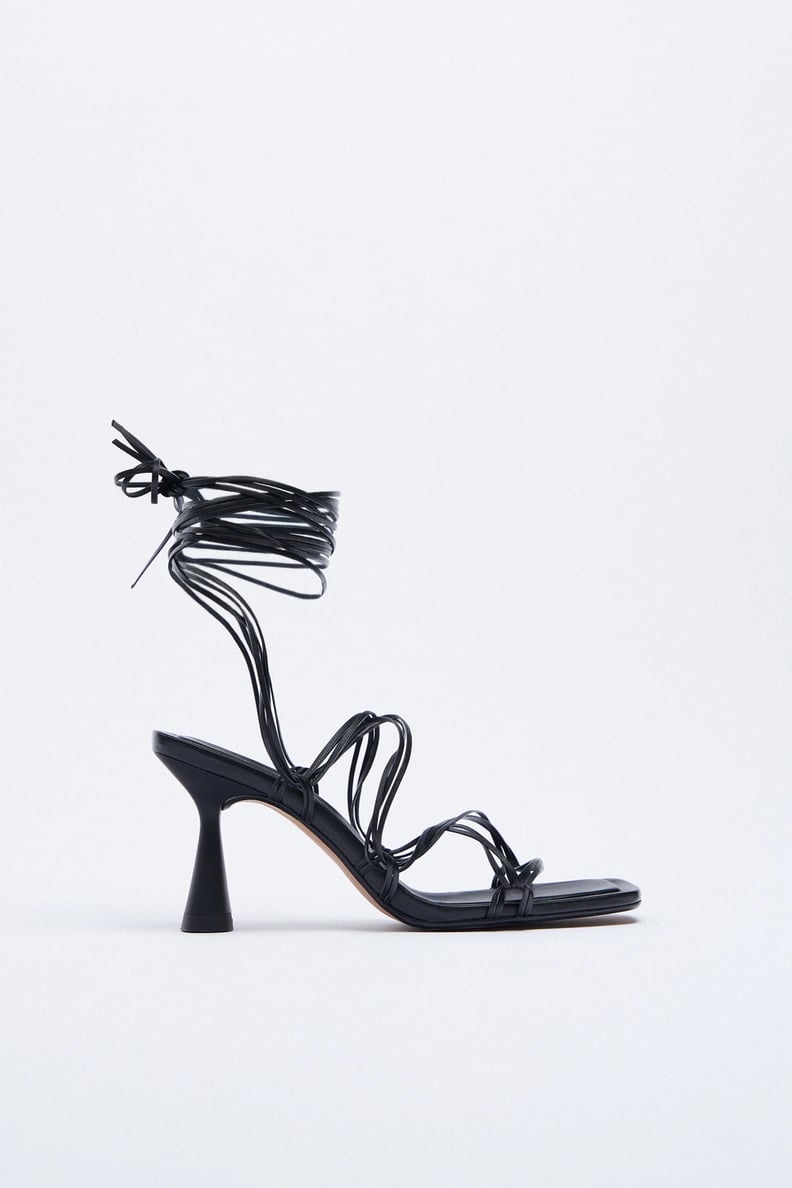 Zara Tied Heeled Leather Sandals