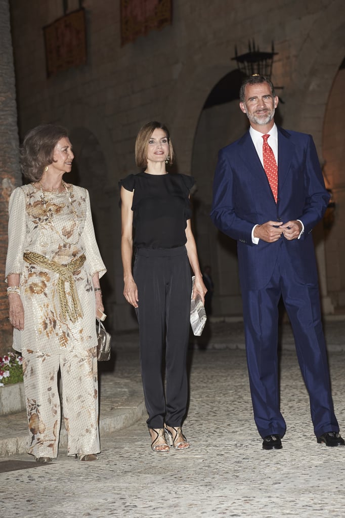 Queen Sofía accompanies her son and daughter-in-law to an event in Mallorca, Spain.