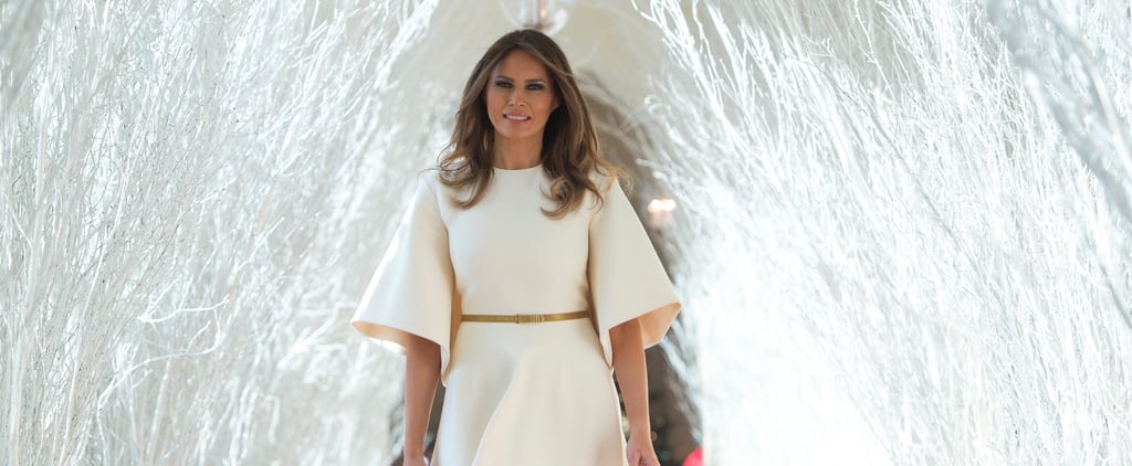 Melania Trump Wearing White Midi Dress