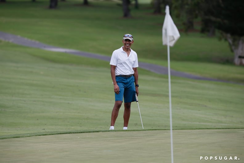 Here he is back on the putting green in Hawaii.