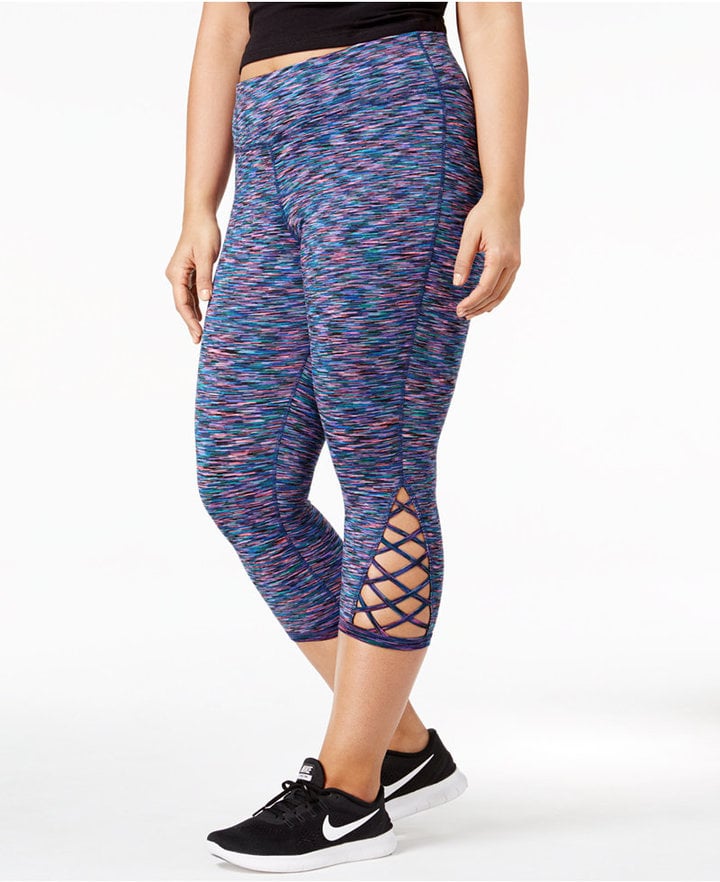 Ideology Plus-Size Space-Dyed Crisscross Detail Cropped Leggings